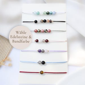 Wunscharmband Edelsteine • Schiebeknoten Armband personalisiert • Freundschaftsarmband • Geschenk für Freundin