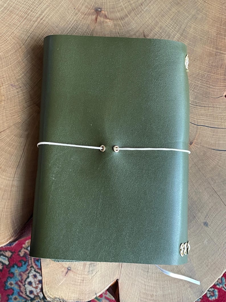 Sage Green Vegan Leather Trifold Journal Cover-size A5- Handmade-gold ...