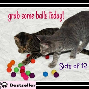 Balls for Cats Catnip Infused Felted Wool Balls 12 purr set o Fun Gift for Cats image 1