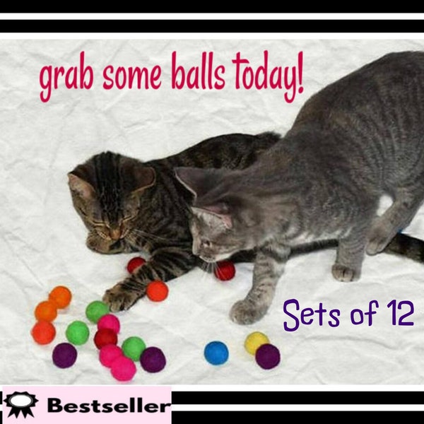 Balls for Cats  -  Catnip Infused Felted Wool Balls  -  12 purr set ;o) - Fun Gift for Cats