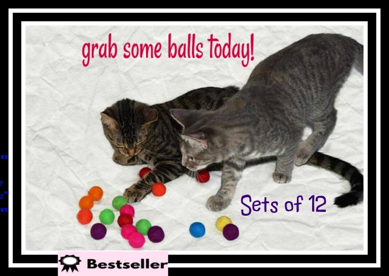 Balls for Cats Catnip Infused Felted Wool Balls 12 purr set o Fun Gift for Cats image 1