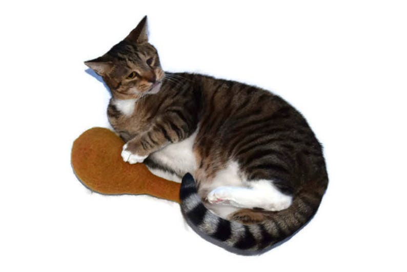 Turkey Drumstick Kicker Toy, Eco Friendly Wool Cat Toy, Catnip or Valerian & Catnip image 6