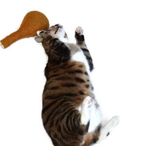 Turkey Drumstick Kicker Toy, Eco Friendly Wool Cat Toy, Catnip or Valerian & Catnip image 4