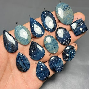 Blue Leland Gemstone Flat Back Gem Cabochon gem for rings, wire wrapping, pendant setting, macrame or metalsmith jewelry supplies Code FG-11