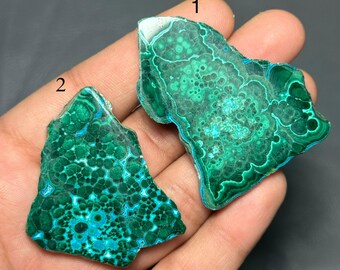 Rodaja de malaquita y azurita de primera calidad, 100% natural. Piedra preciosa suelta para la fabricación de joyas.