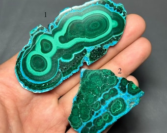 Rodaja de malaquita y azurita de primera calidad, 100% natural. Piedra preciosa suelta para la fabricación de joyas.