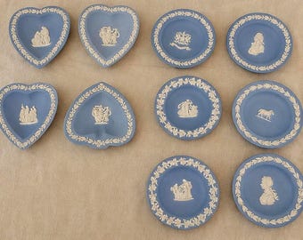 Wedgwood Jasperware Blue Collection – Choose Your Design – Vintage Plates & Heart Dishes – Classical Relief Decor