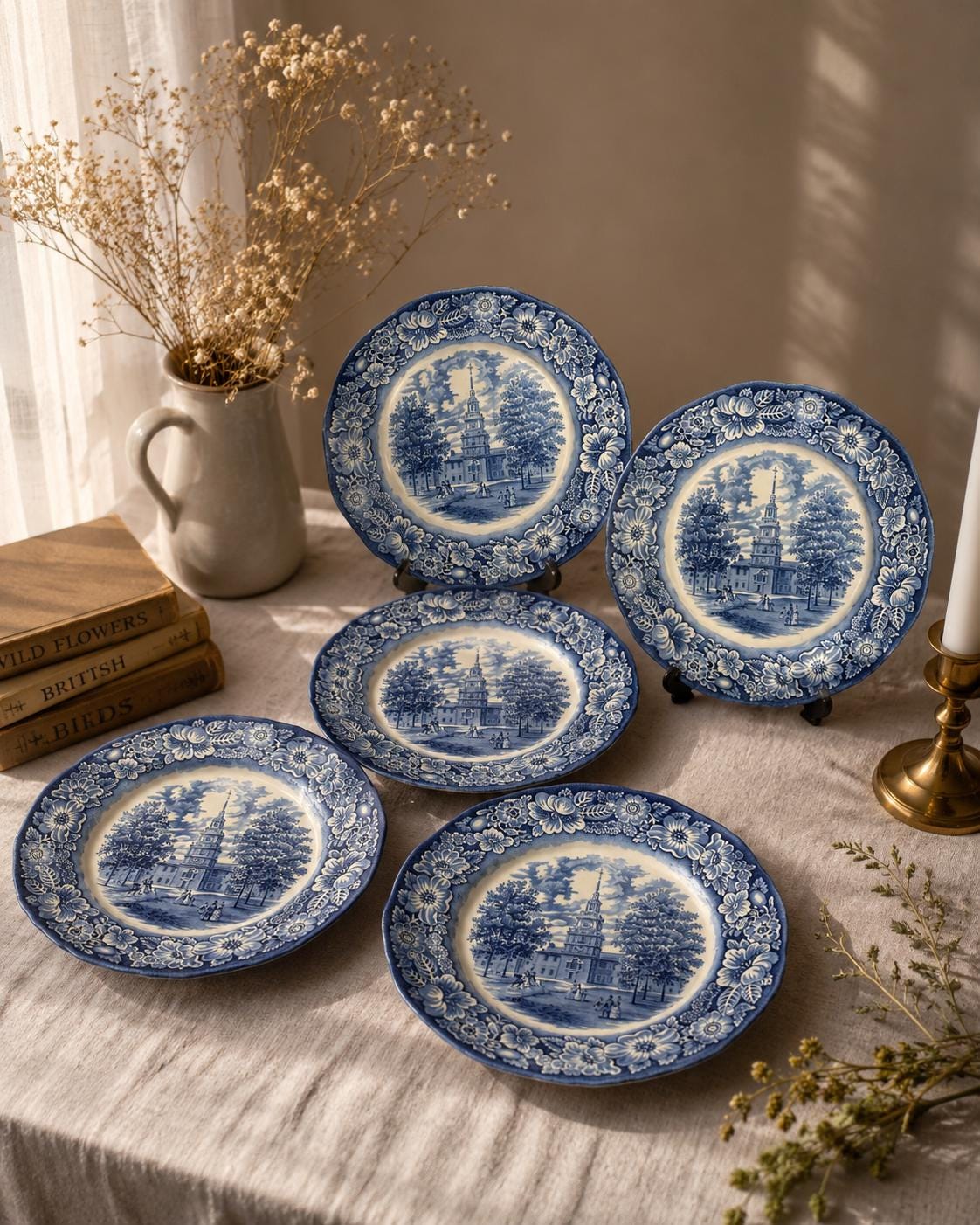 Liberty blue plates - Etsy 日本