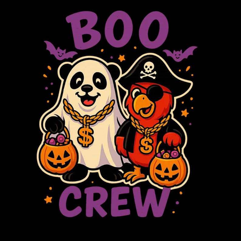 BOO CREW Halloween Panda & Parrot Digital Download | Cute Ghost and ...