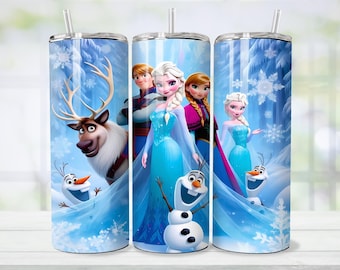 20oz Princess Skinny Tumbler Sublimation Png, Cartoon Character, Birthday, Girls, Sublimation, Png, Straight &Tapered Tumbler Design