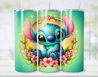 Stitch Tumbler Sublimation Design Download PNG, Inflated Stitch Tumbler Sublimation Wrap PNG, 3D Stitch 20 oz Tumbler Wrap Digital Downloads