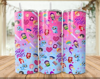 KPop Demon Hunter Tumbler Wrap | Derpy Anime 20oz Skinny Tumbler Sublimation PNG | Cute K-Pop Digital Cup Design Huntrix Tumbler Wrap