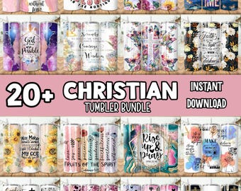 20+ Bible Verse Tumbler Designs Bundle | Christian PNG Wraps for 20oz Tumblers | Scripture Sublimation Templates | Bible Faith Set