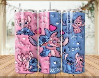 Stitch Tumbler Sublimation Design Download PNG, Inflated Stitch Tumbler Sublimation Wrap PNG, 3D Stitch 20 oz Tumbler Wrap Digital Downloads
