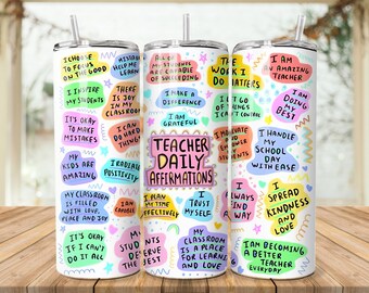 Teacher Tumbler Wrap PNG, 20 oz Skinny Tumbler Sublimation Design Instant Digital Download Only, Teacher Appreciation, Back To School Design