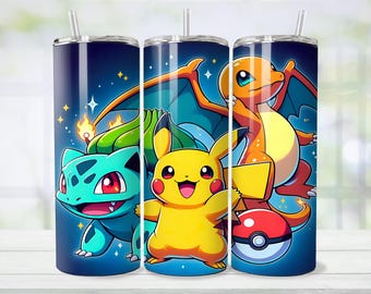 Pokémon Tumbler Wrap Bundle, 20oz Pokemon Tumbler Designs, Cartoon Tumbler, Pokemon Sublimation, Pikachu Tumbler, Pokemon Wrap Png