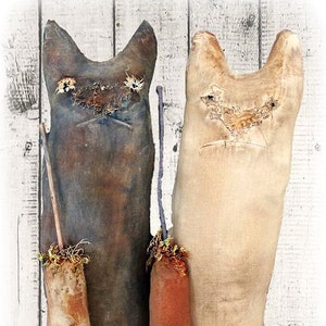 Primitief kattennaaipatroon | E-patroon | Primitief pompoenpatroon | Herfst naaipatroon | Halloween-decor | Halloween kattenpatroon