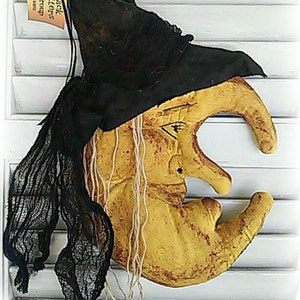 Primitive Witch Moon | Paper Pattern | Fall Decor Pattern | Folk Art Witch Moon | Halloween Pattern