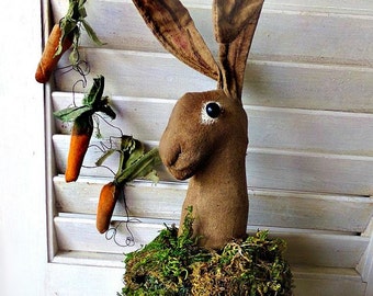 Muñeca de conejo primitiva / Patrón de conejo E / Patrón de costura de conejo / Conejito de arte popular primitivo / Conejo de jardín