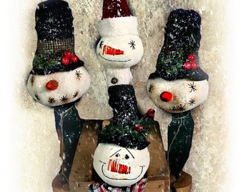 Snowman Paper Pattern | Primitive Snowman Sewing Pattern | Christmas decor