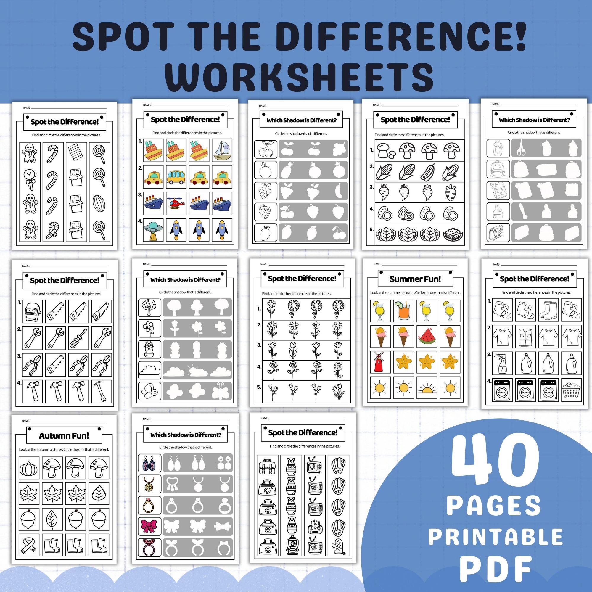 Spot the Difference Worksheets | Fun Printable Activities for Preschool ...