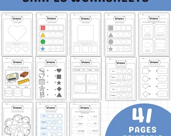 Shapes Worksheets Bundle: Preschool Kindergarten Learning (PDF)