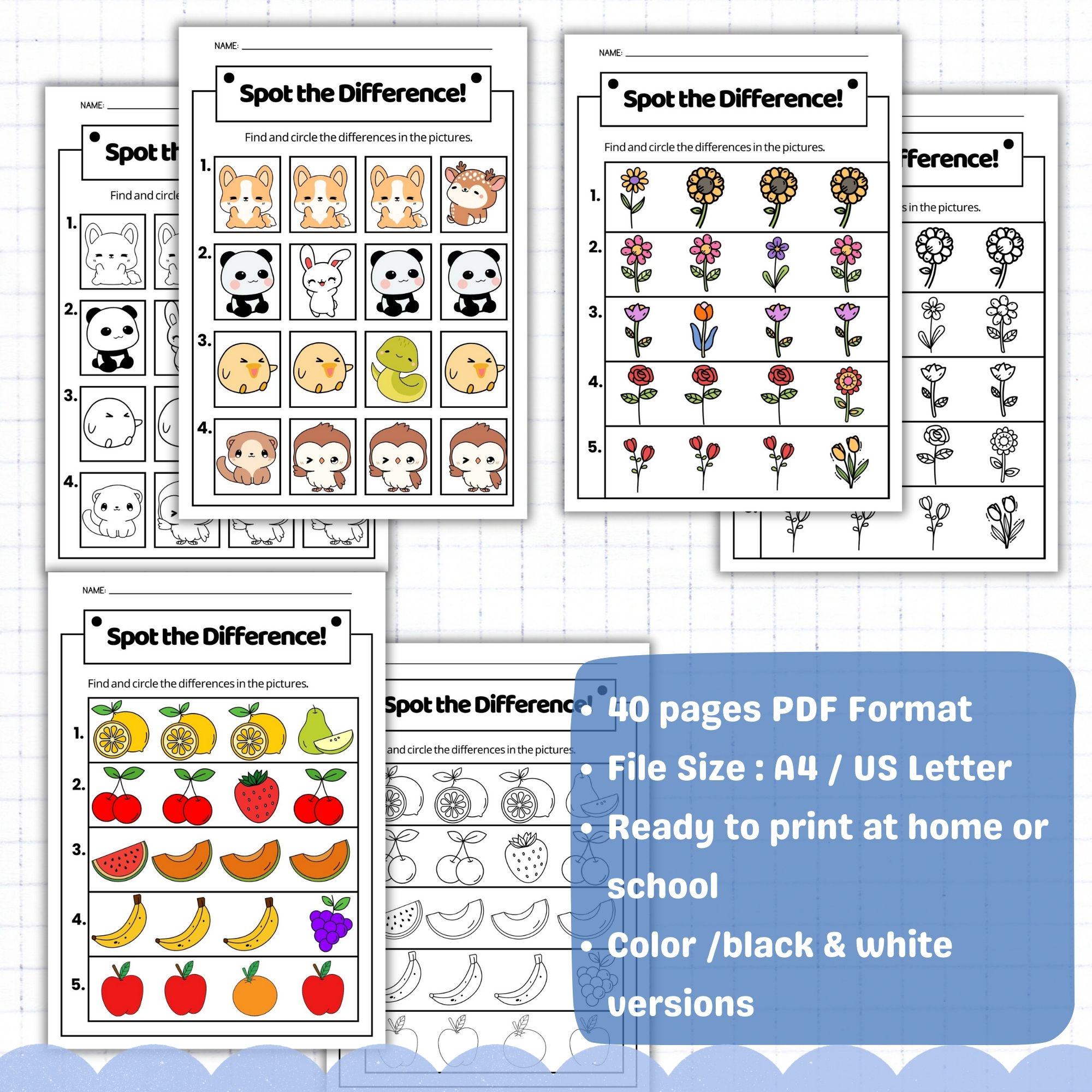 Spot the Difference Worksheets | Fun Printable Activities for Preschool ...