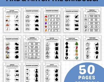 Shadow Matching Worksheets for Kids | Preschool & Kindergarten Printable | Match Pictures with Shadows (PDF)