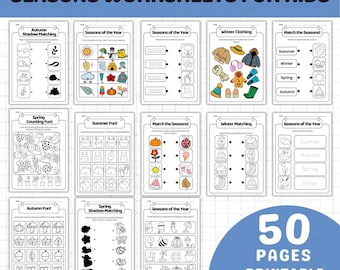 Feuilles de travail sur les saisons pour les enfants | Préscolaire et maternelle à imprimer | Activités printemps, été, automne et hiver (PDF)