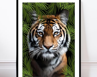 Tiger Love Art Print, Big Cat Wall Poster, Wildlife Inspired Home Decor, Animal Poster