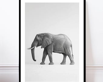 Afrikanischer Elefant Art Print, Safari Wildtier Poster, Geschenk für Tierliebhaber (B)