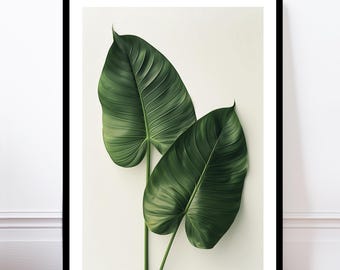 Double Palm Wall Art, Modern Botanical Print, Minimalist Plant Home Decor Poster