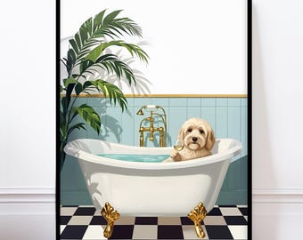 Funny Dog Bathroom Print, Cockapoo Wall Art, Puppy Poster, Bathroom Decor