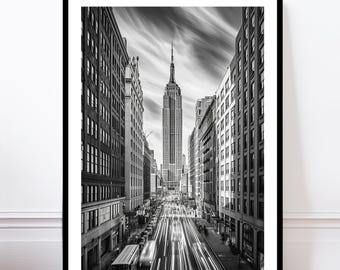 Empire State Building Wall Art, Modern Architecture Print, Urban City Scene Poster