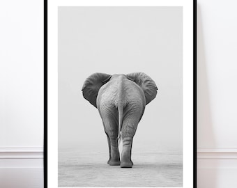 Afrikanischer Elefant Art Print, Safari Wildtier Poster, Geschenk Tierliebhaber (A)