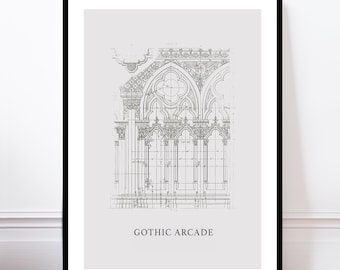 Lámina artística de pared con arcada gótica: Póster de arquitectura moderna
