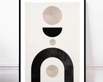 Abstract Boho Poster, Minimalist Modern Art Print, Scandinavian Neutral Home Style (A)