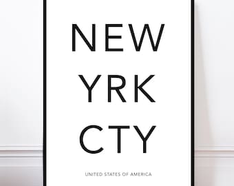 New York Typography Poster, Modern Architecture Wall Art Print, Urban City Scene, Contemporary Art