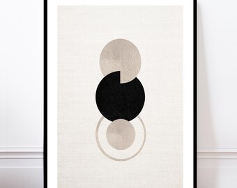 Abstract Boho Poster, Minimalist Modern Art Print, Scandinavian Neutral Home Style (A)