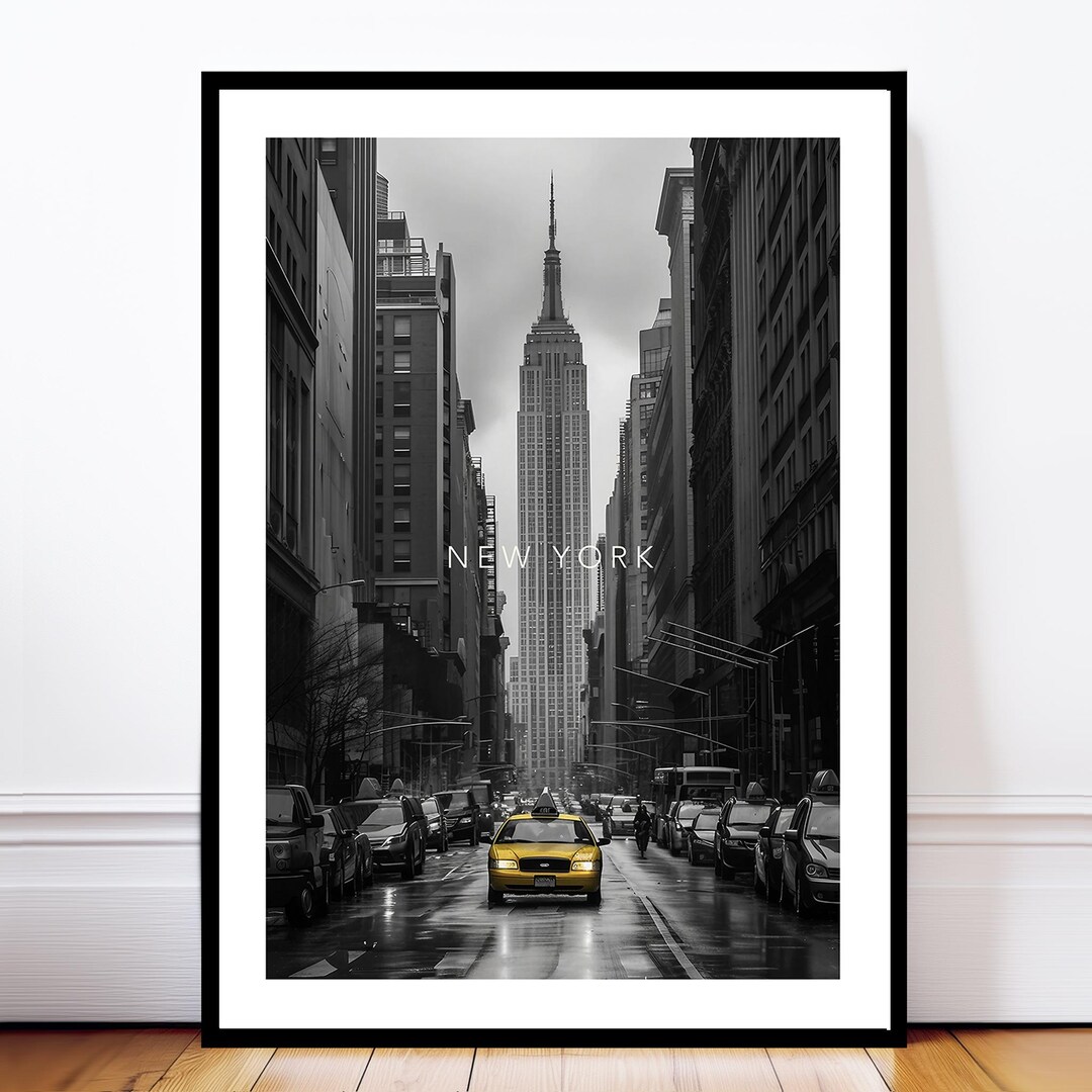 New York Taxi Poster, Modern Architecture Wall Art Print, Urban City ...