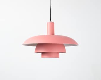 Minimalist Modern Pendant Light, Tiered Scandinavian Ceiling Lamp, Pink Danish Pendant Light, Chic Bedroom or Living Room Ceiling Lighting