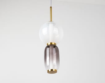 Contemporary Smoked Glass Ceiling Light, Modern Hand Blown Glass Pendant Lighting, Bedside Hanging LED Light, Luxury Home Decor Pendant Lamp