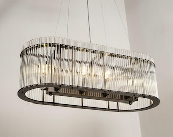 Modern Dining Room Crystal Pendant Light, Luxury Home Decor Ceiling Lamp, Vintage Ceiling Light with Crystal Glass, Mid-Century Chandelier