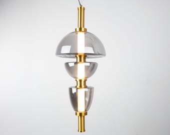 Modern Sculptural Pendant Light, Art Deco Ceiling Lighting, LED Pendant Lighting Fixture for Mid-Century Home Decor, Chic Glass Ceiling Lamp