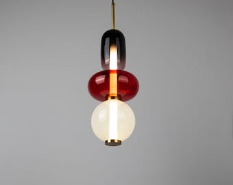 Multicolor Glass Pendant Light for Kitchen or Bedroom, Luxury Ceiling Light, Modern Hanging Lamp, Contemporary Glass Shade Pendant Lighting