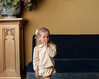 Ivory Velvet Unisex Baby Outfit
