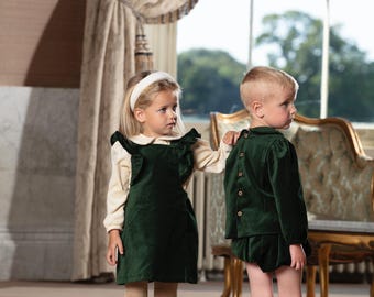 Girls Emerald Green Velvet Dress