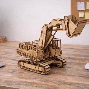 Lasergeschnittenes Hitachi-Bagger-3D-Puzzle (Vektor, SVG, DXF, AI, PDF) | Digitaler Download