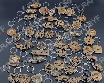 Laser Cut Bundle Of Wood Car Keychains, Laser Cut Wooden keychain Svg File | CNC File, Laser Cutting File | Dxf, Svg, Ai, Eps, Pdf Vector