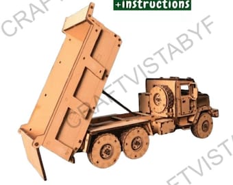 Laser Cut Dumper Truck in 3mm Thickness With Assembly Instructions, 3DWooden Truck Toy Car tipper truck Wood Semi trailer|Svg Dxf Ai Pdf Cdr